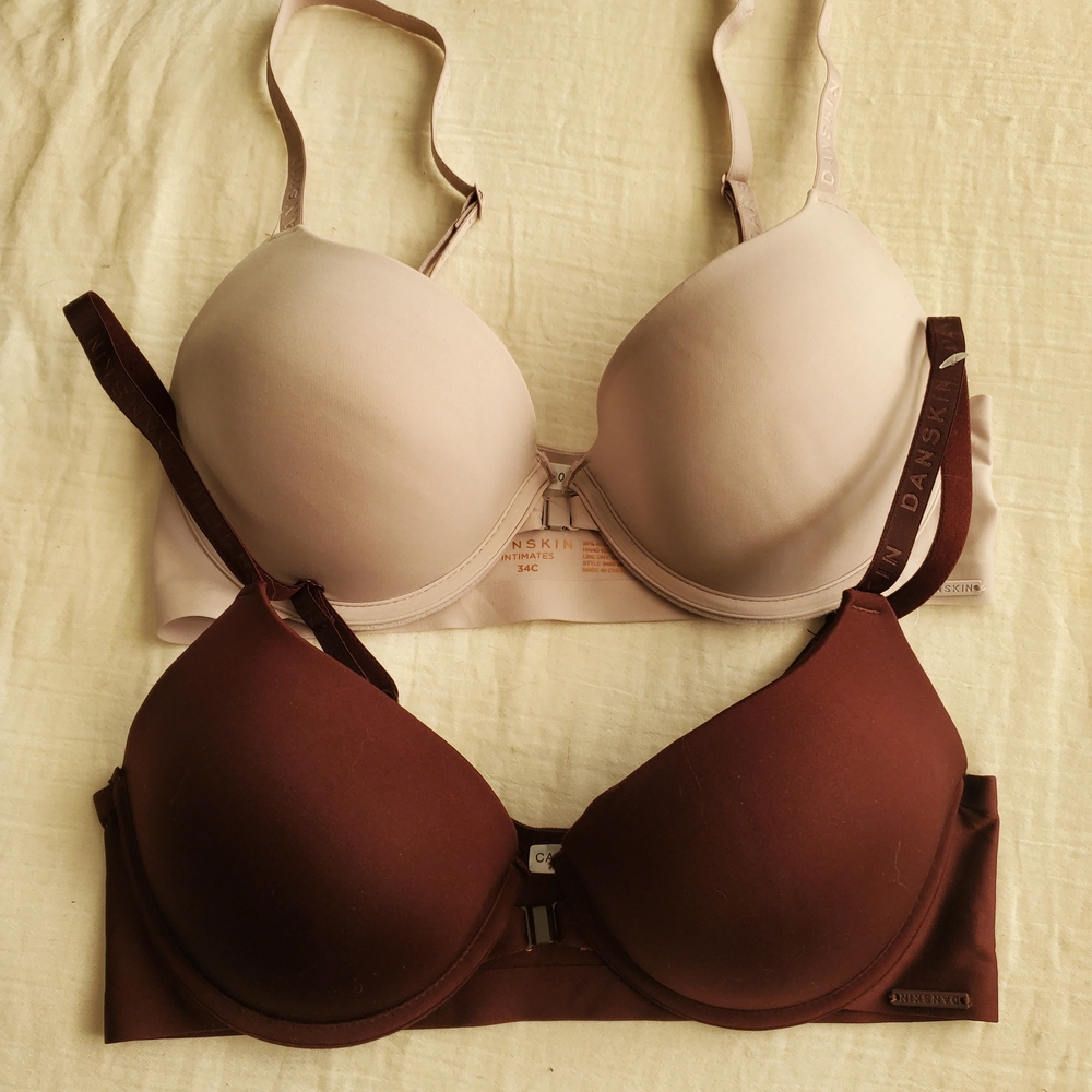 Danskin Women's Intimates Set - Maroon and Cream Bras Size 34C